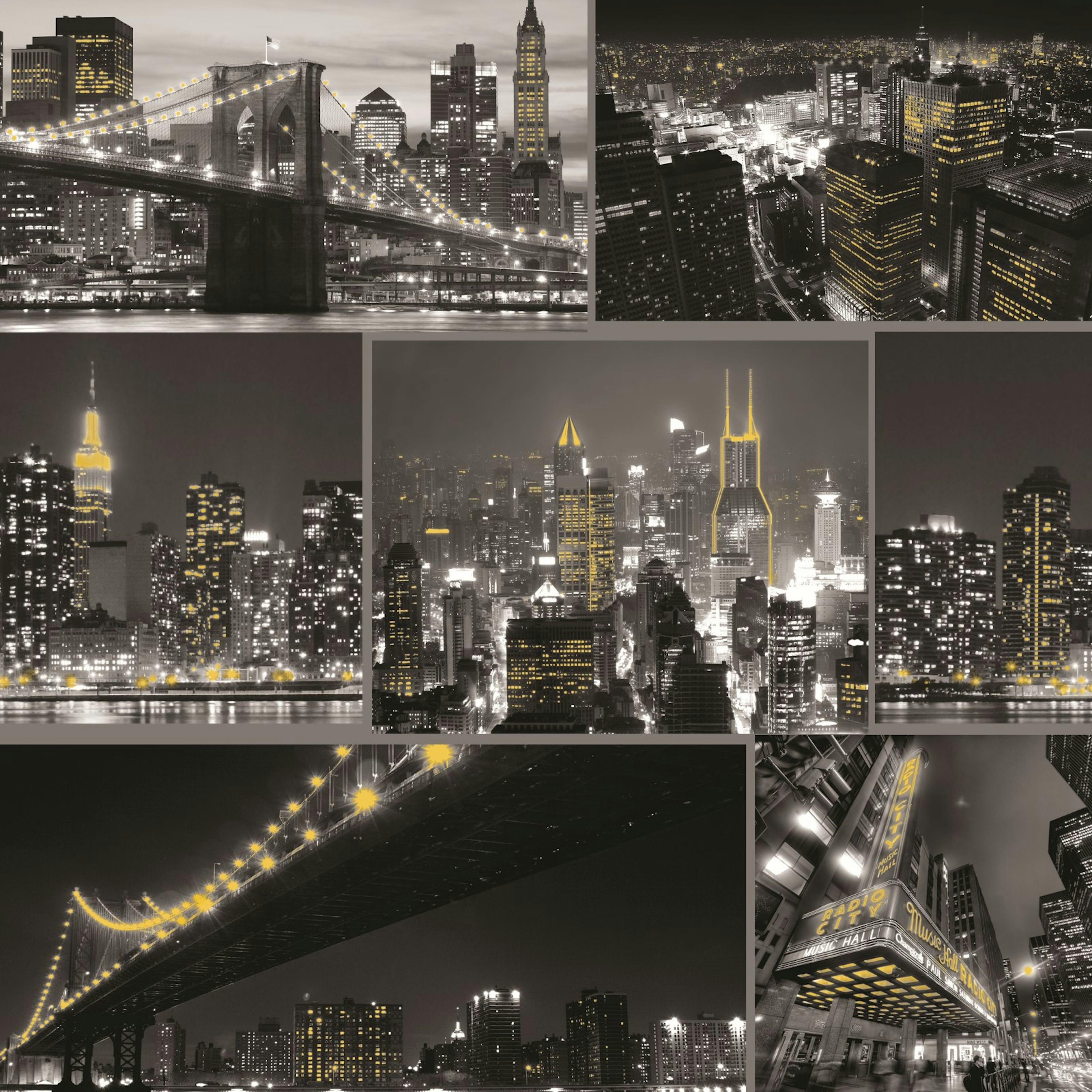 Tapet Fresco City At Night Svart