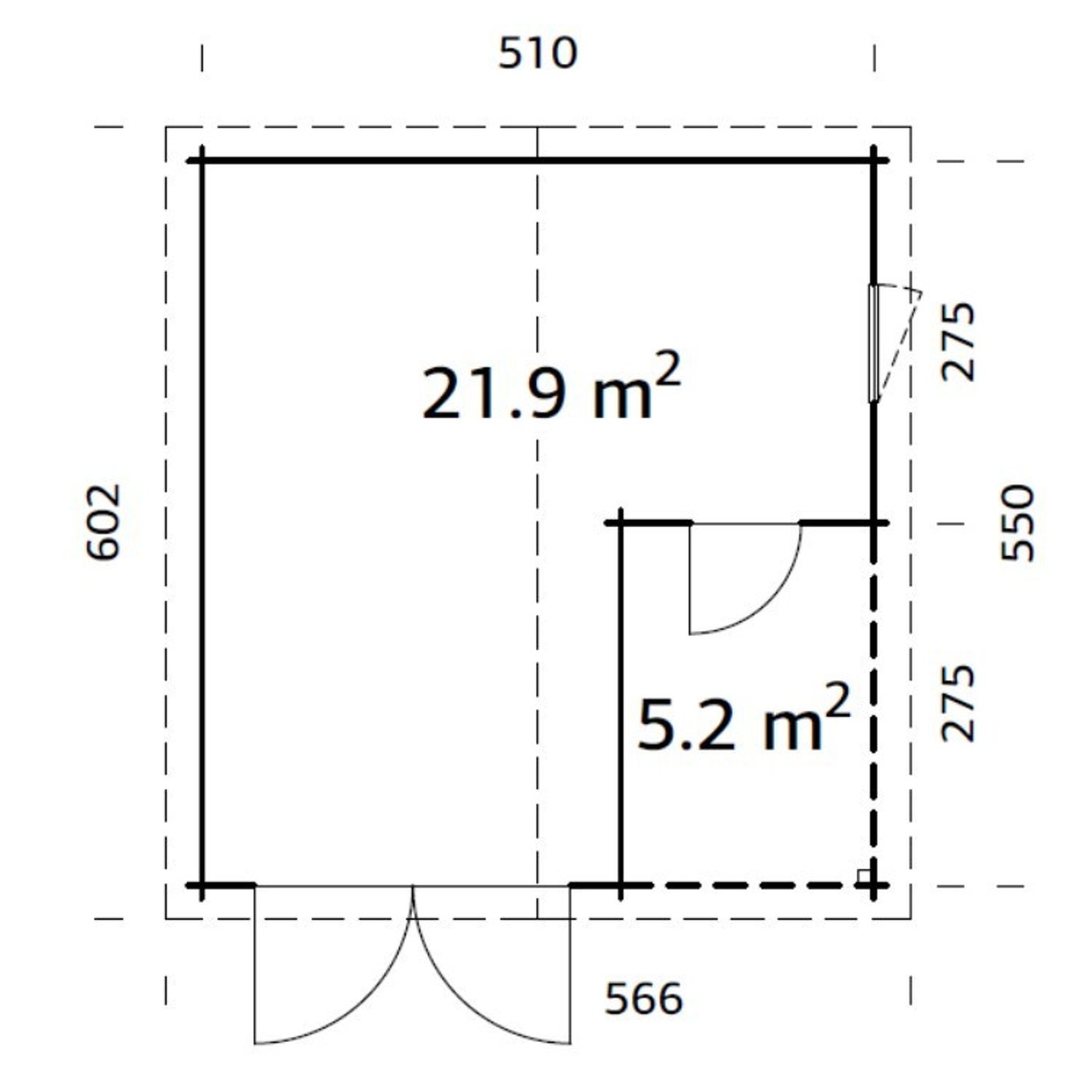 Garage Palmako Roger 21,9 m2 med Slagport