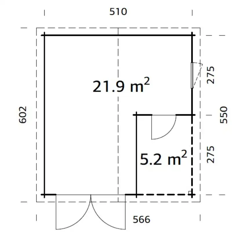 Garage Palmako Roger 21,9 m2 med Slagport