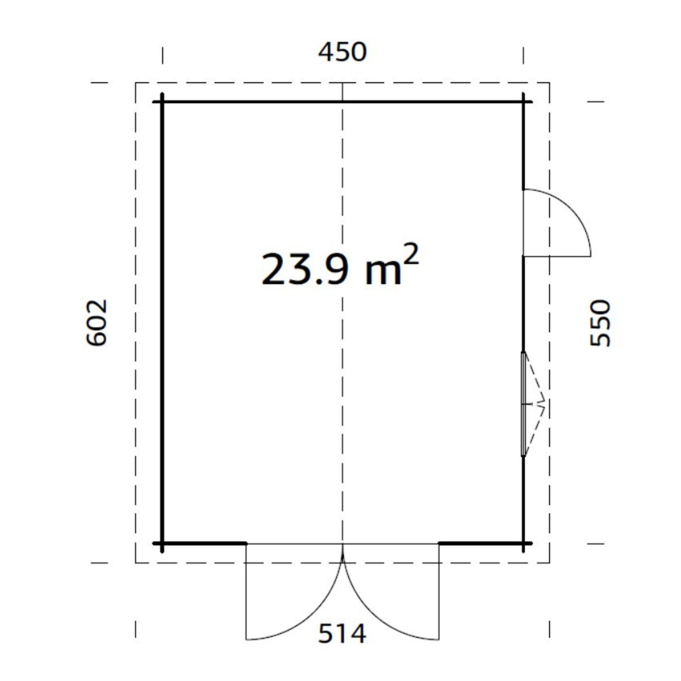 Garage Palmako Roger 23,9 m2 med Dörr