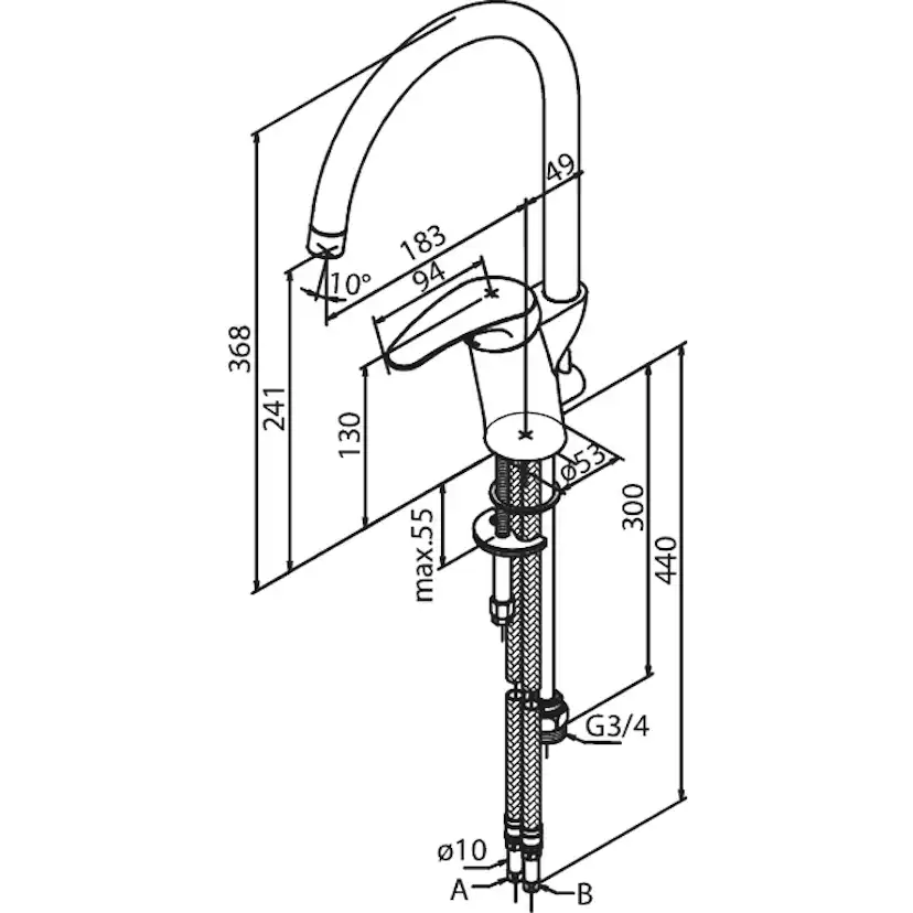 Köksblandare Damixa Space J-pip 1-Greppblandare med Diskmaskinsavstängning & Eco-Save