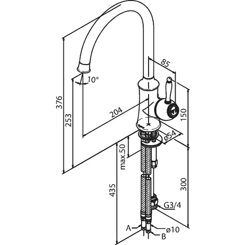 Köksblandare Damixa Tradition Hög Pip