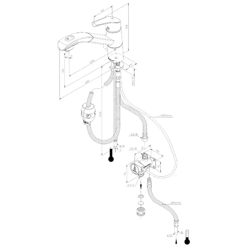 Köksblandare Damixa Rowan med Utdragbart Duschhuvud