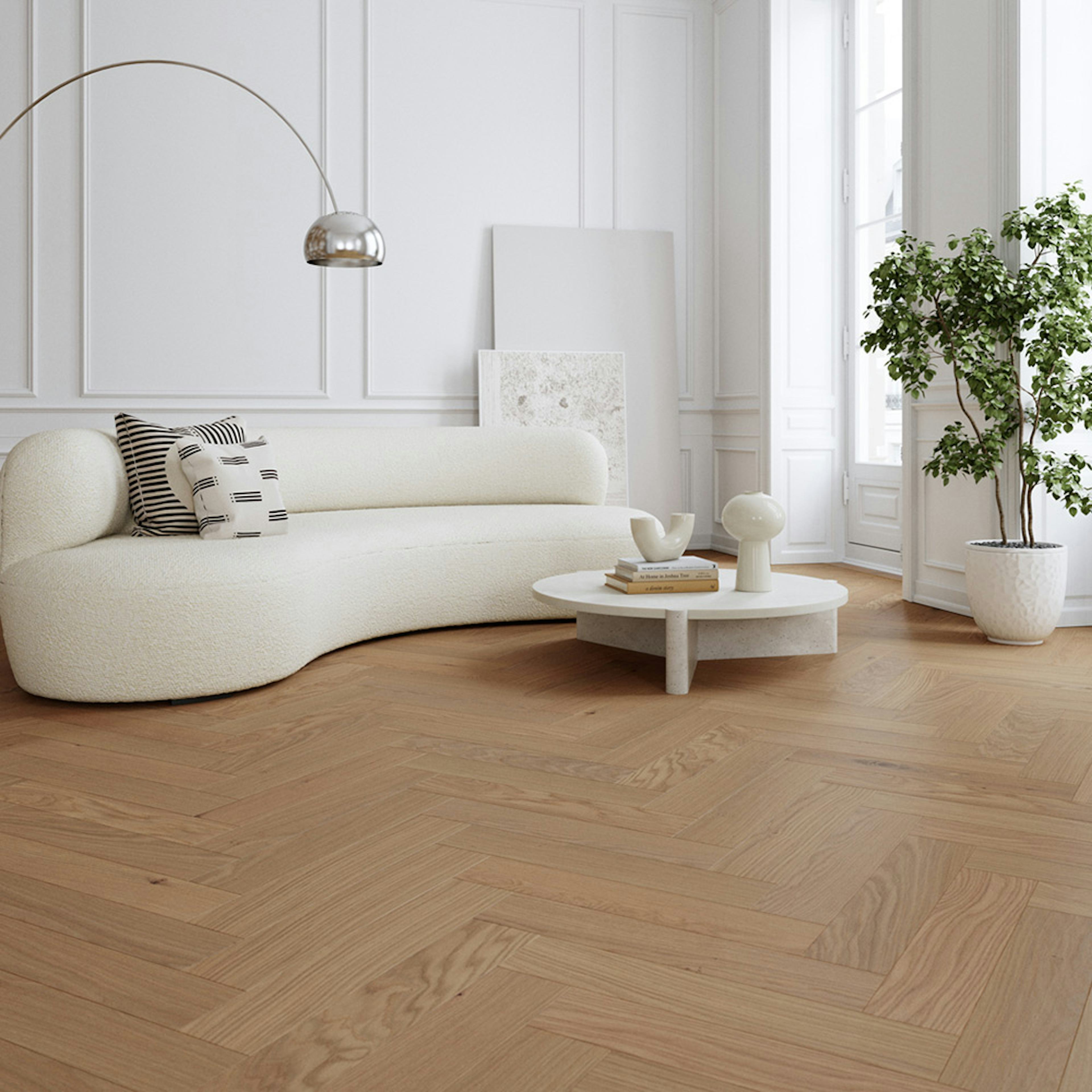Parkettgolv Moland Super Ek Herringbone Brisbane White Oak 1-Stav