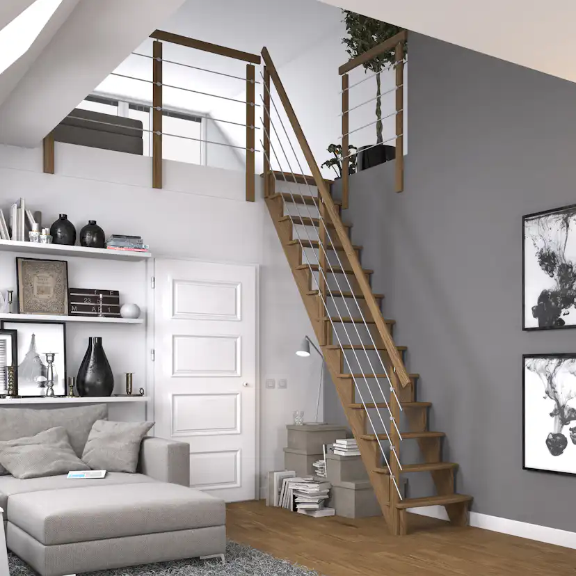 Spartrappa Dolle Lyon Rak med Horisontellt Stålräcke