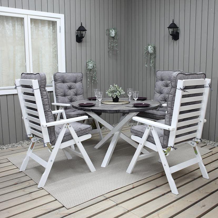 Positionsfåtöj Baltic Garden Bjärred Vitlaserad Ställbar Trästol - 2 st