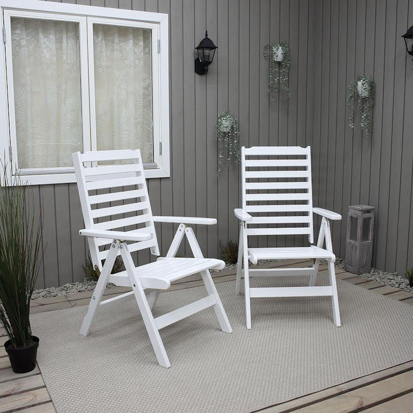Positionsfåtöj Baltic Garden Bjärred Vitlaserad Ställbar Trästol - 2 st