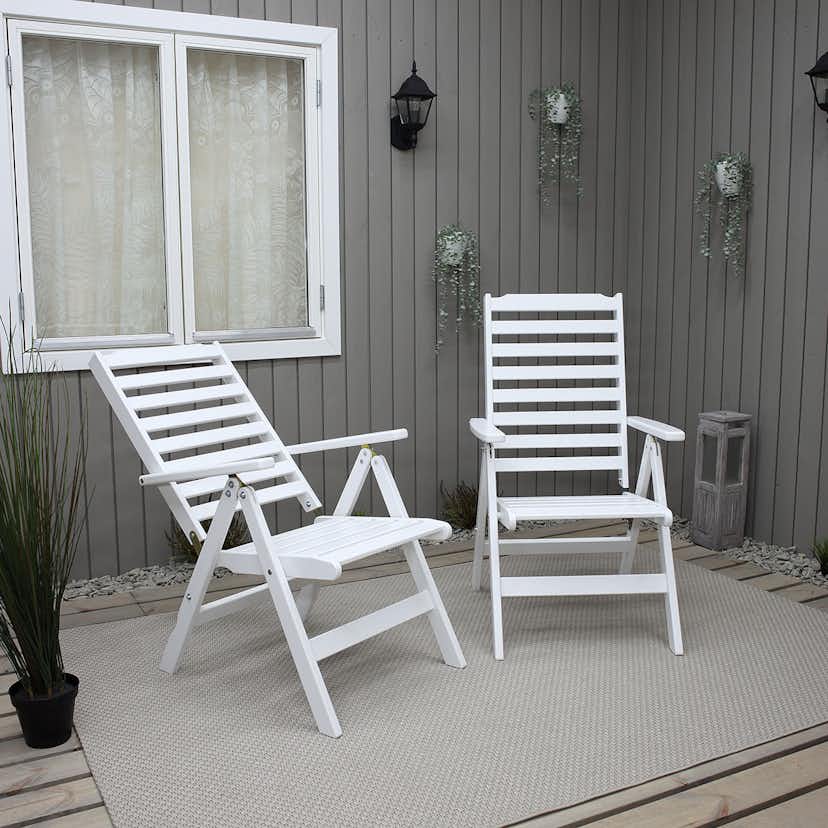 Positionsfåtöj Baltic Garden Bjärred Vitlaserad Ställbar Trästol - 2 st