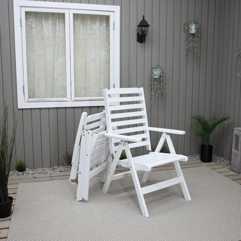 Positionsfåtöj Baltic Garden Bjärred Vitlaserad Ställbar Trästol - 2 st