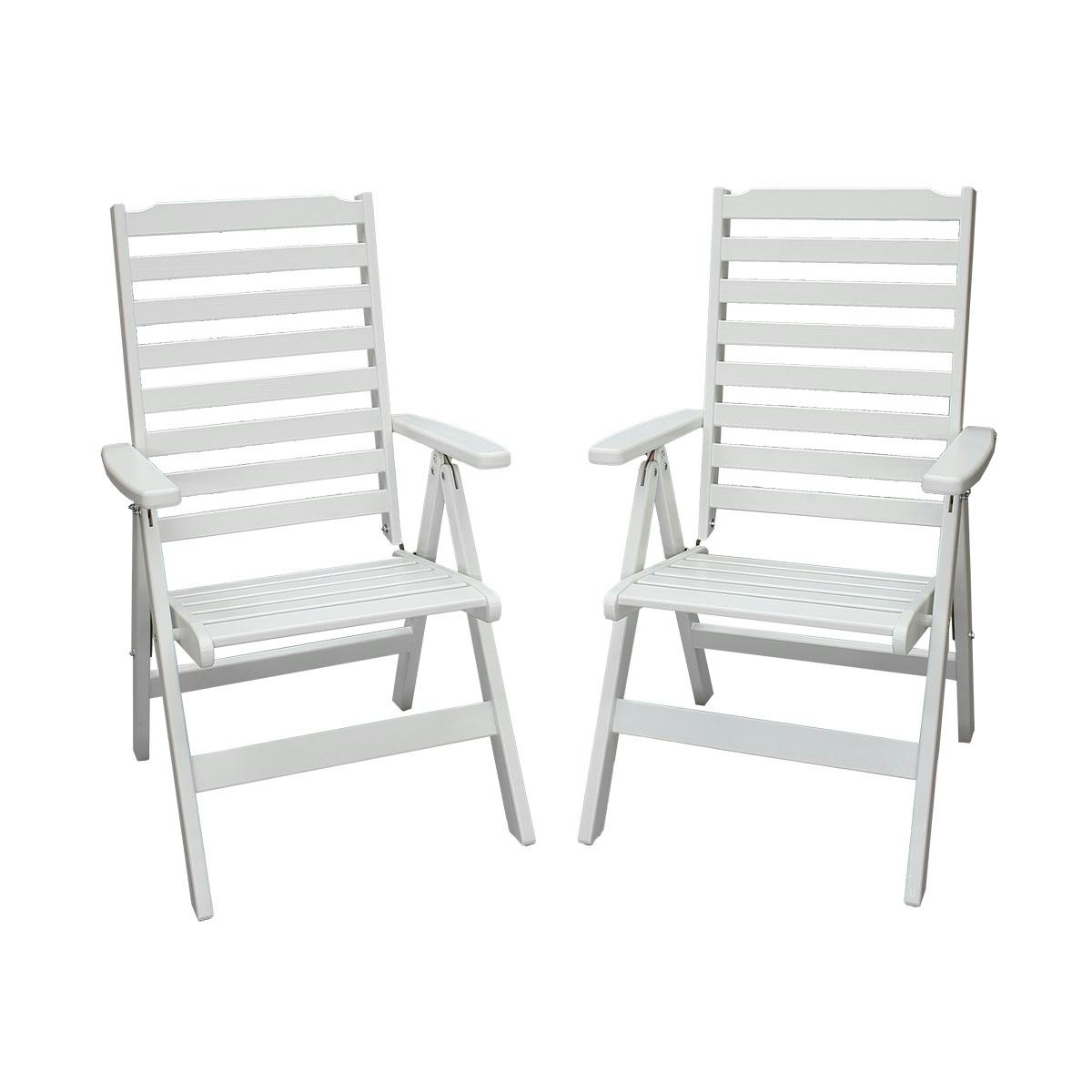 Positionsfåtöj Baltic Garden Bjärred Vitlaserad Ställbar Trästol - 2 st