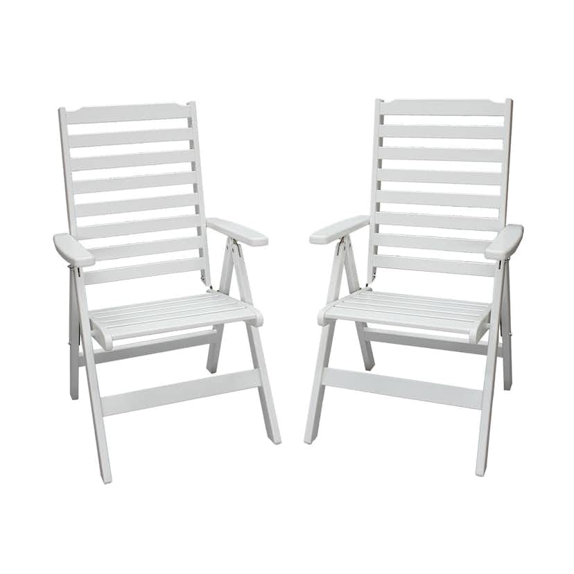 Positionsfåtöj Baltic Garden Bjärred Vitlaserad Ställbar Trästol - 2 st