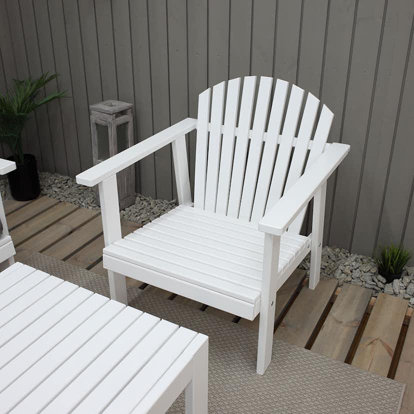 Matgrupp Baltic Garden Kungsholm Vit Loungegrupp i Trä med Soffa, 2 Fåtöjler & Bord