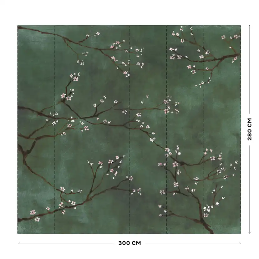 Fototapet Art For The Home Kinesisk Blommor Grön 280x300cm