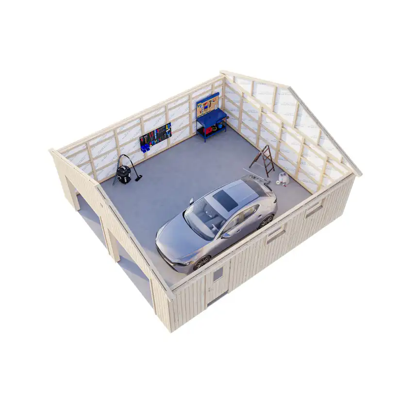 Dubbelgarage Palmako Andre 49,1 m² Byggsats i Obehandlat Trä med Sadeltak