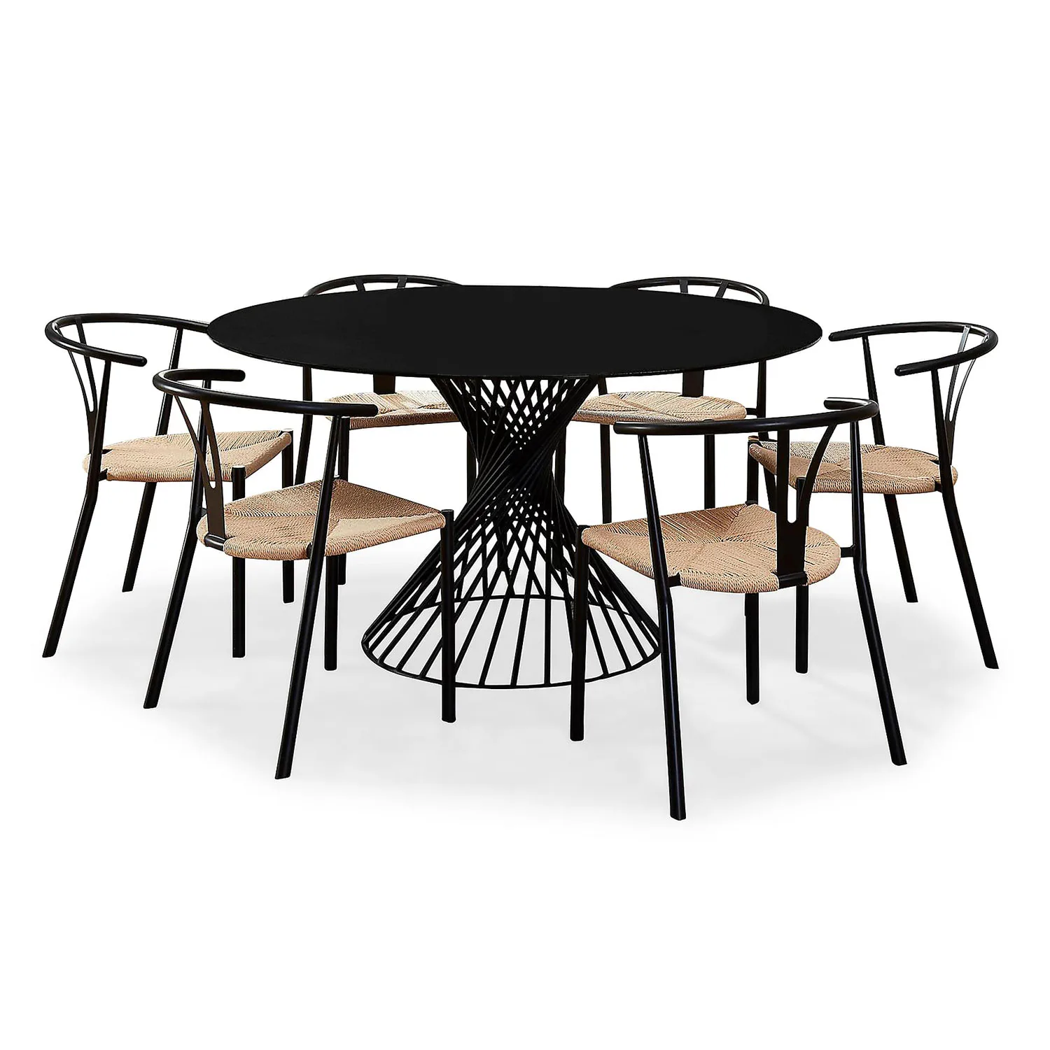 Matgrupp In Living Iggy Glas med 6 Elysia Matstolar