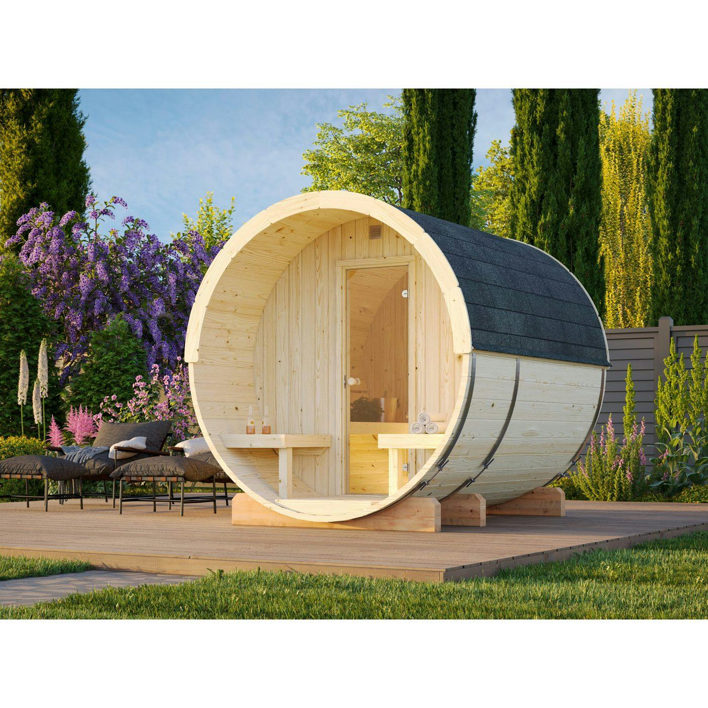 Bastutunna Palmako Anita Byggsats med Altan & Obehandlat Trä