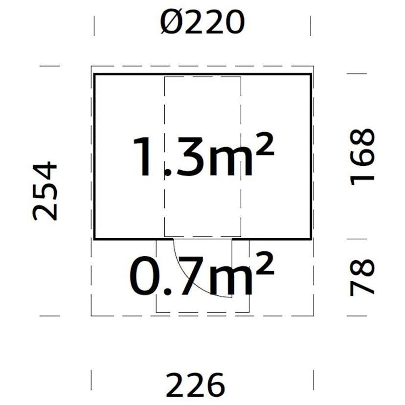Bastutunna Palmako Anita Byggsats med Altan & Obehandlat Trä