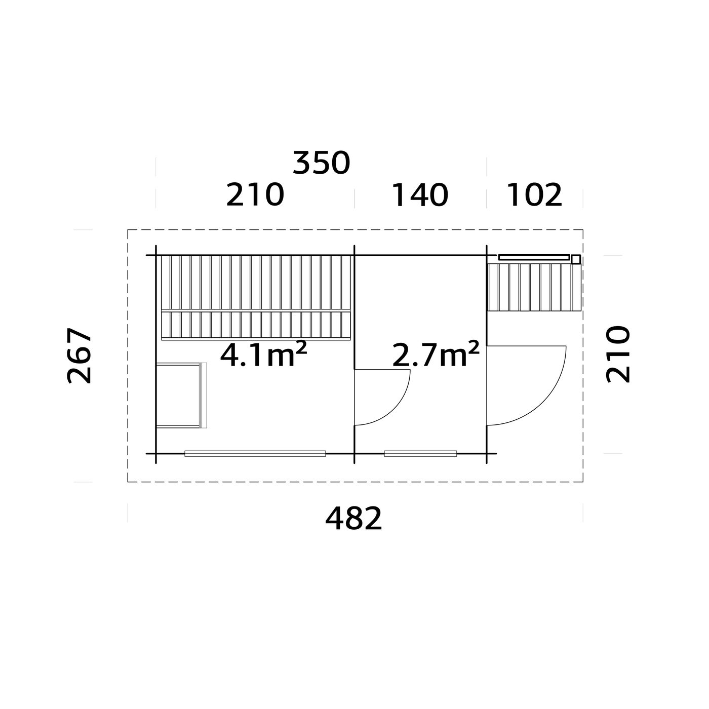 Bastu Palmako Sanna 7,4 m² Fristående Byggsats med Pulpettak