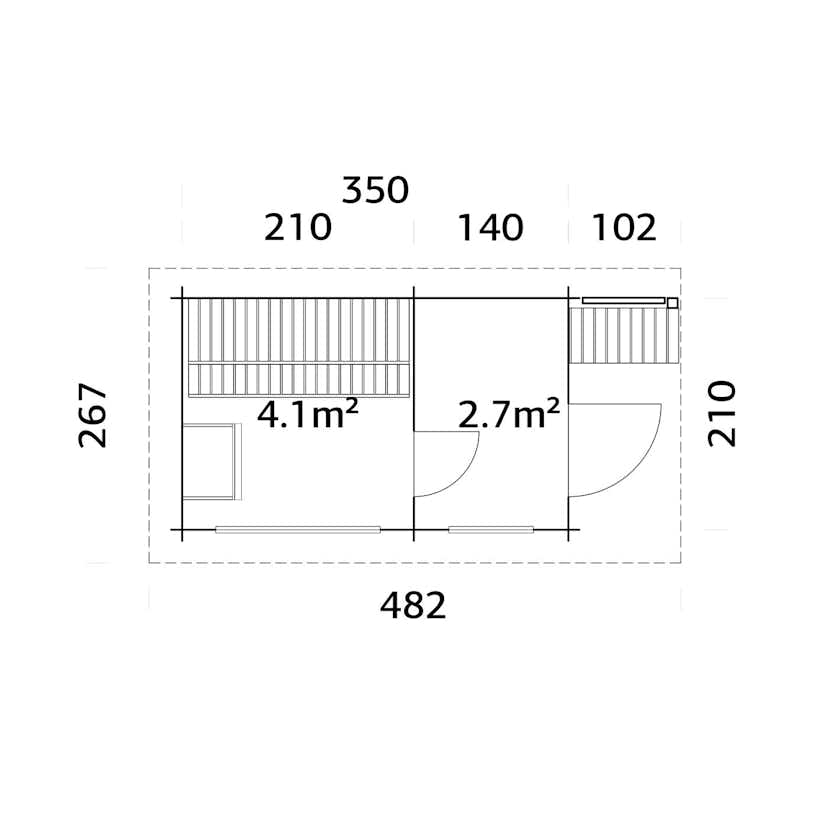 Bastu Palmako Sanna 7,4 m² Fristående Byggsats med Pulpettak