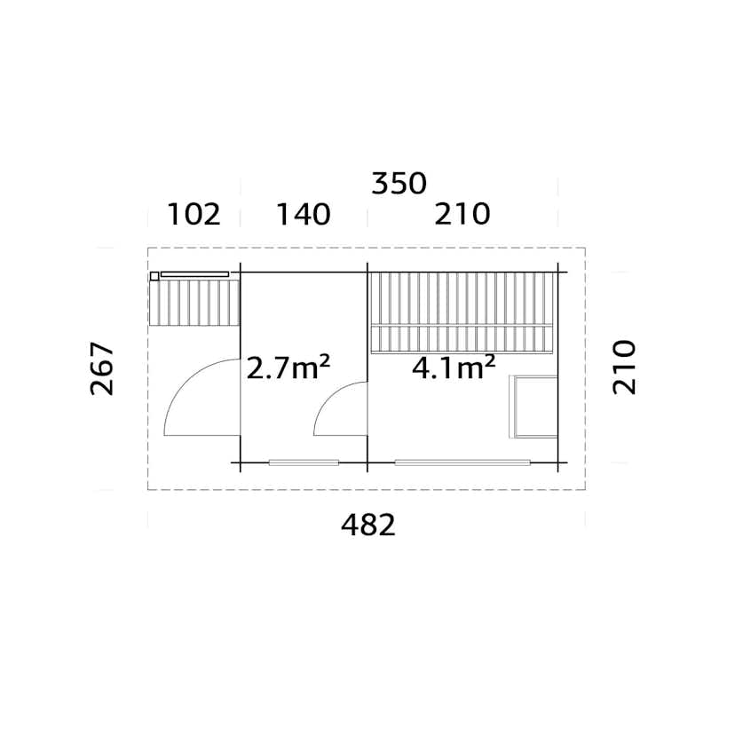Bastu Palmako Sanna 7,4 m² Fristående Byggsats med Pulpettak