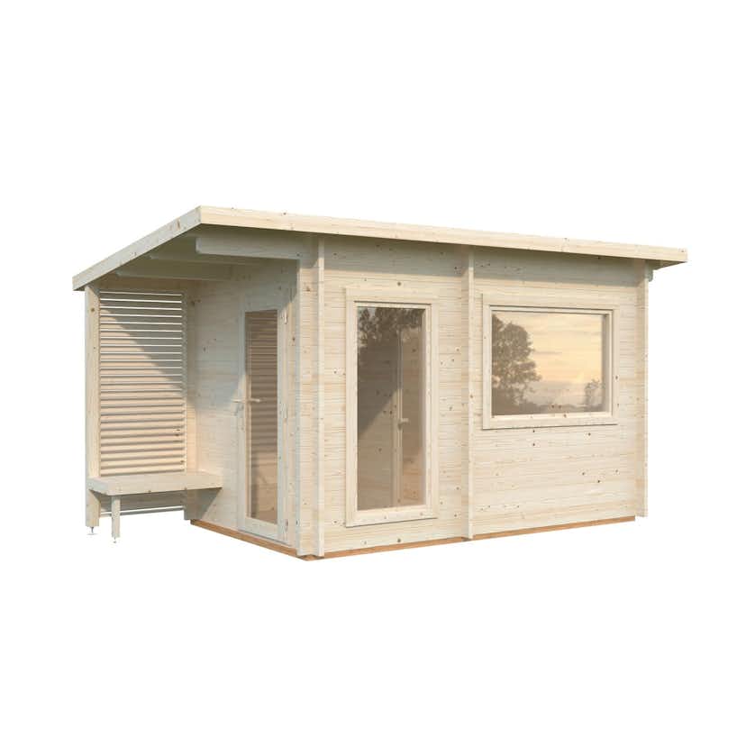 Bastu Palmako Sanna 7,4 m² Fristående Byggsats med Pulpettak