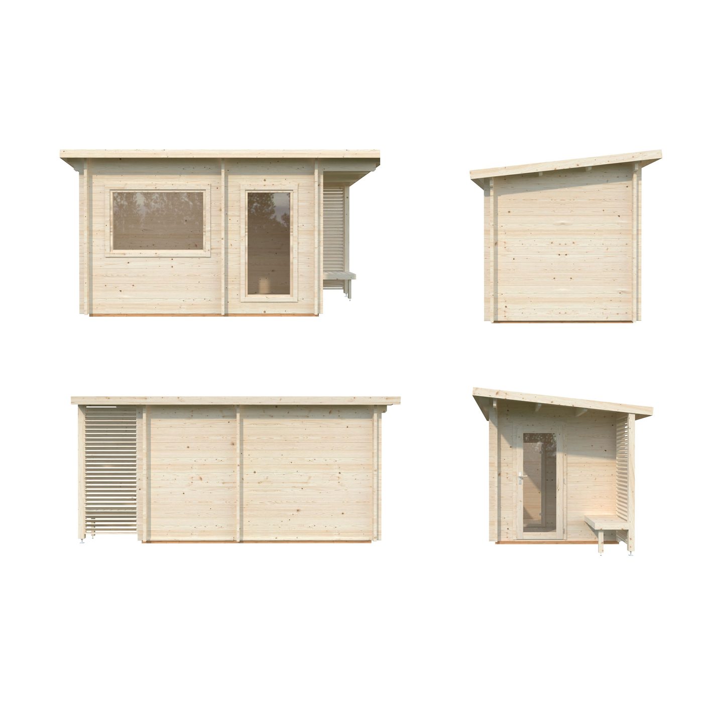 Bastu Palmako Sanna 7,4 m² Fristående Byggsats med Pulpettak