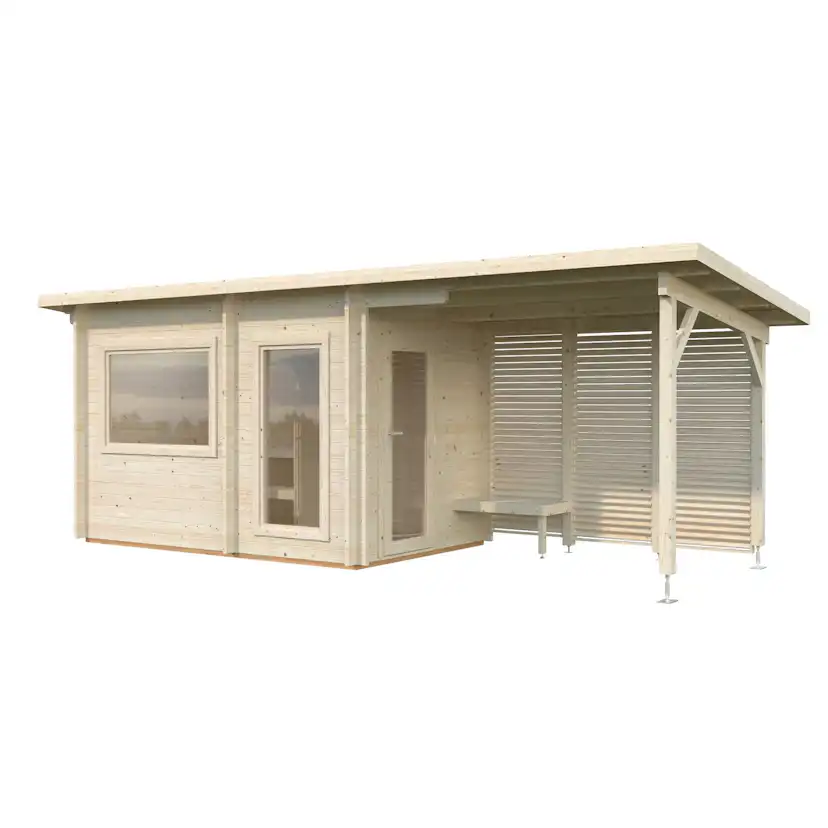 Bastu Palmako Sanna 13,5 m² Fristående Byggsats med Pulpettak