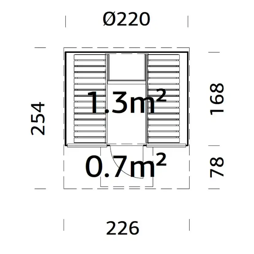 Bastutunna Palmako Anita 1,3, 0,7 m2 Med Glasvägg
