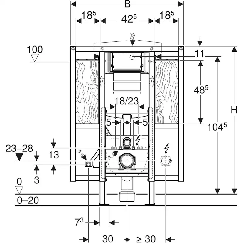 WC-Fixtur Geberit Sigma 112 HCP för Tillgänglighetsanpassad WC med Armstöd