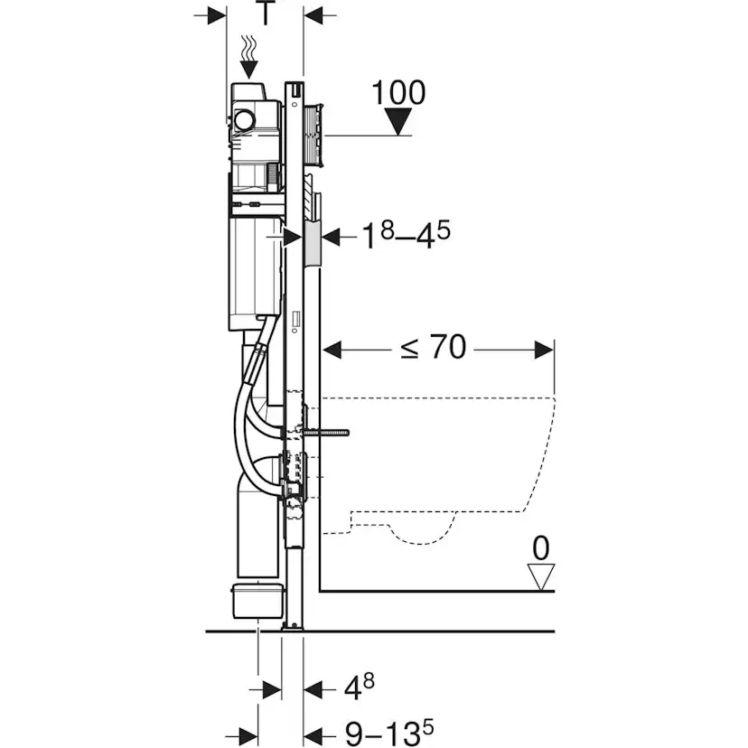 WC-Fixtur Geberit Sigma 112 HCP för Tillgänglighetsanpassad WC med Armstöd