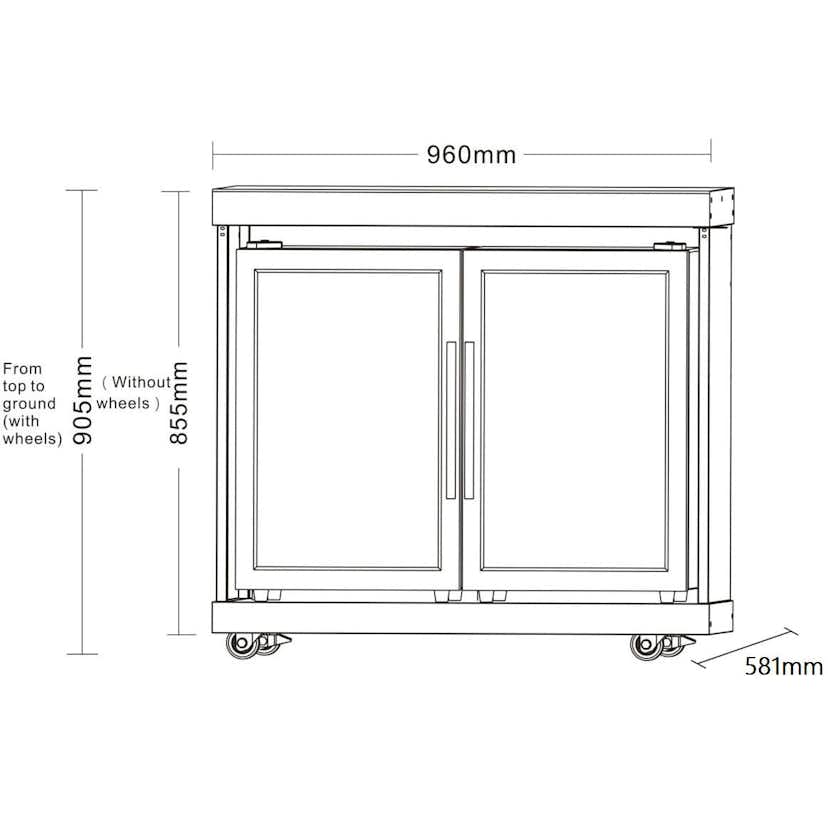 Fristående Kylskåp Myoutdoorkitchen Classic Line Stainless 304SS Modul med Dubbeldörrar