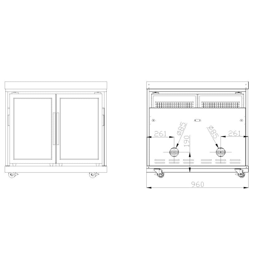 Fristående Kylskåp Myoutdoorkitchen Classic Line Stainless 304SS Modul med Dubbeldörrar