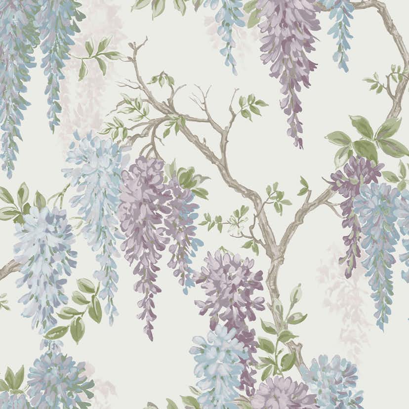 Tapet Laura Ashley Wisteria Garden Pale Iris 113356 EasyUp, Mönstrad Flerfärgad