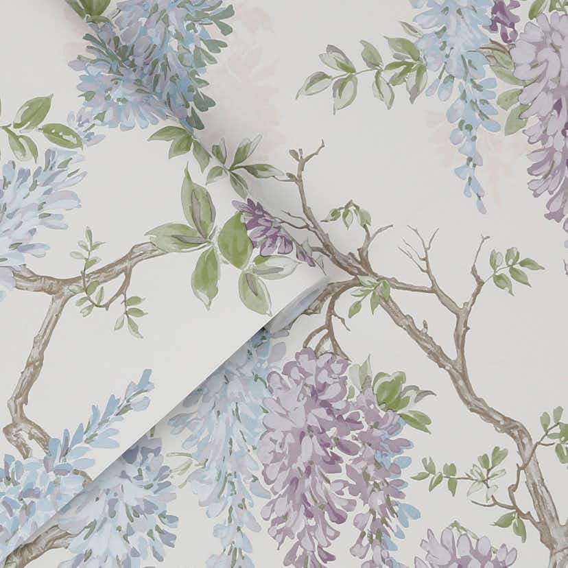 Tapet Laura Ashley Wisteria Garden Pale Iris 113356 EasyUp, Mönstrad Flerfärgad