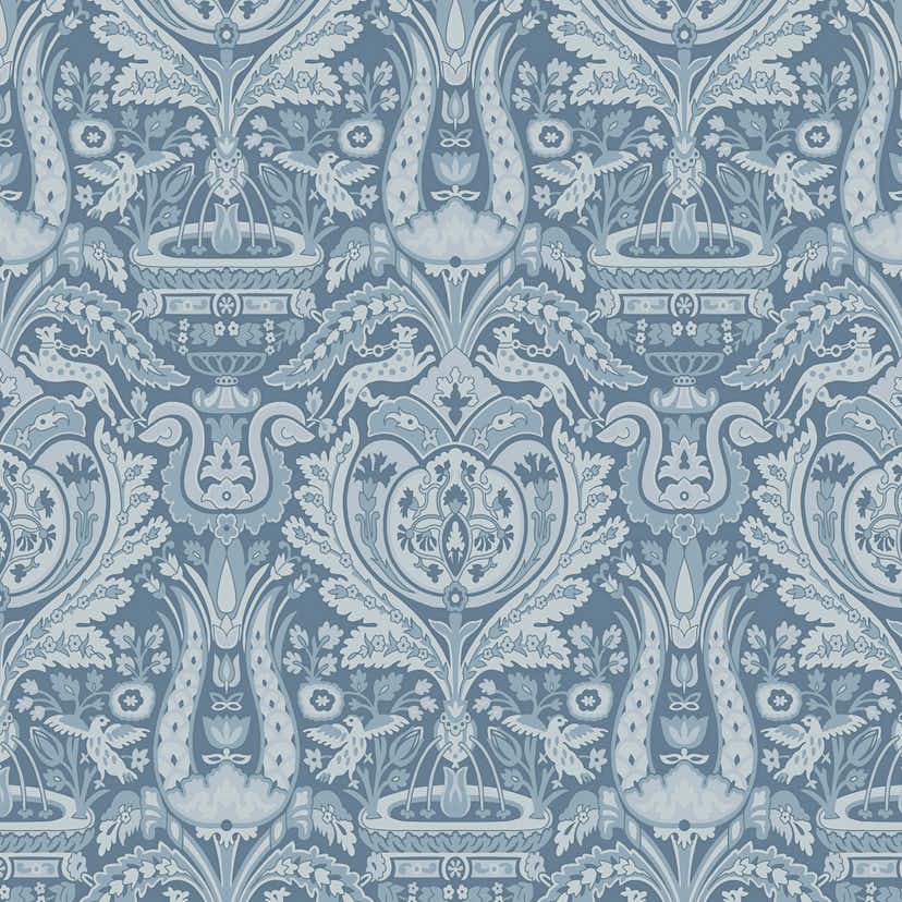 Tapet Laura Ashley Heraldic Damask Dusky Seaspray