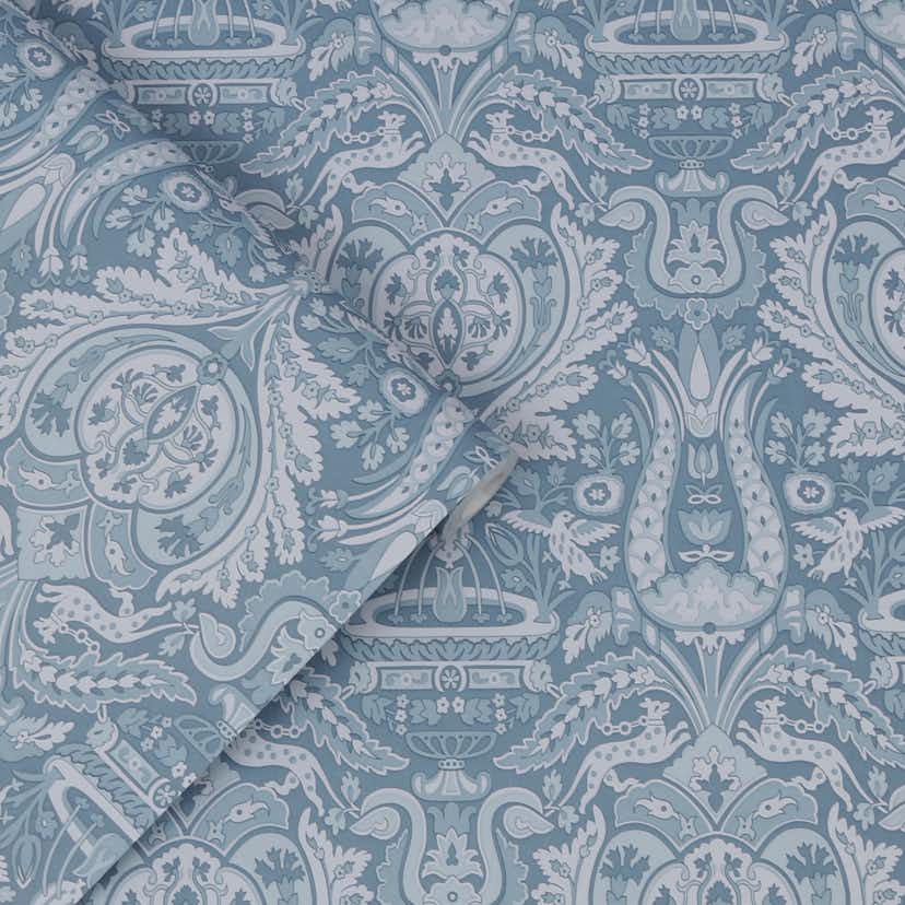 Tapet Laura Ashley Heraldic Damask Dusky Seaspray