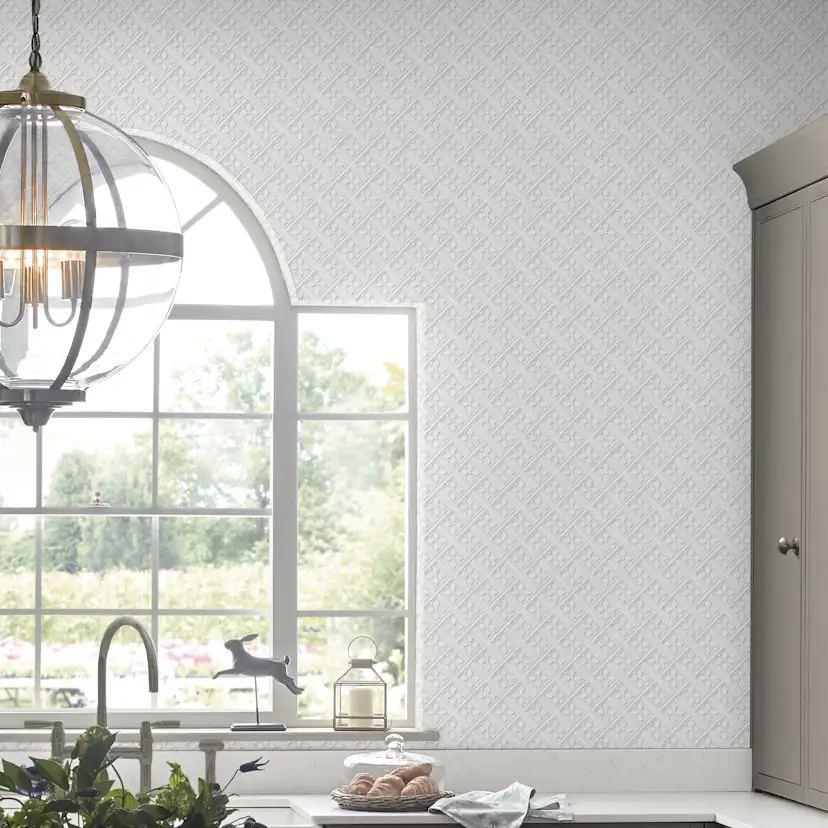 Tapet Laura Ashley Mr Jones 113415 EasyUp, Mönstrad Vit