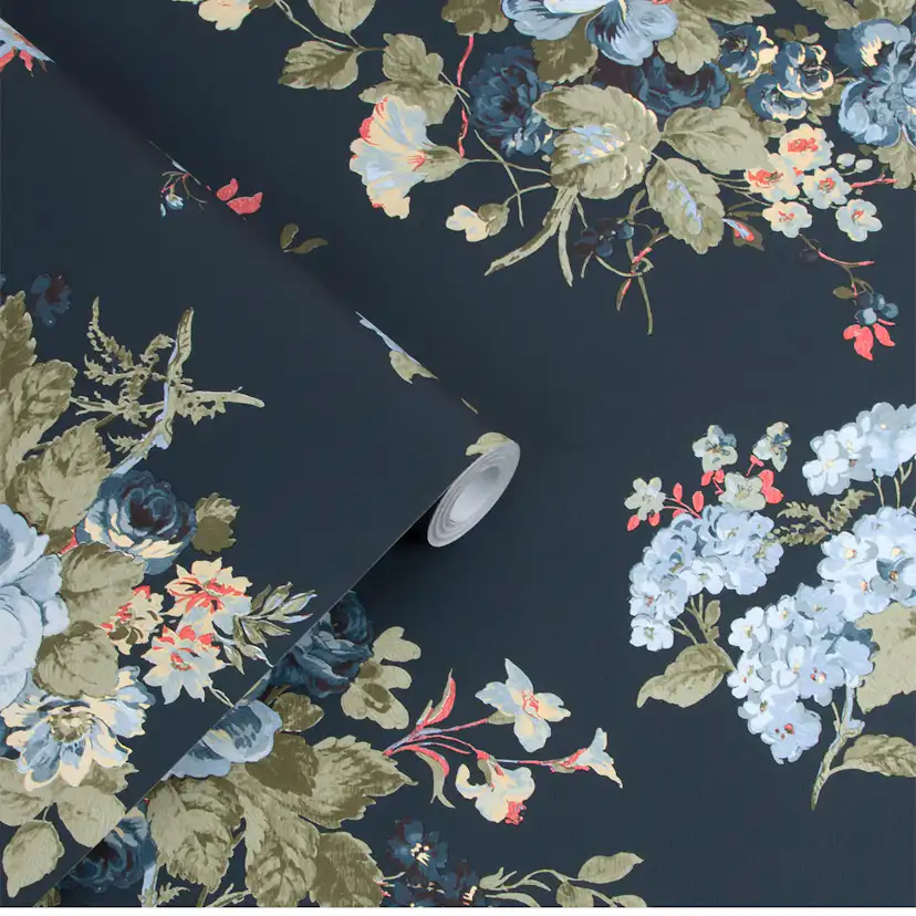 Tapet Laura Ashley Rosemore Midnight Seaspray