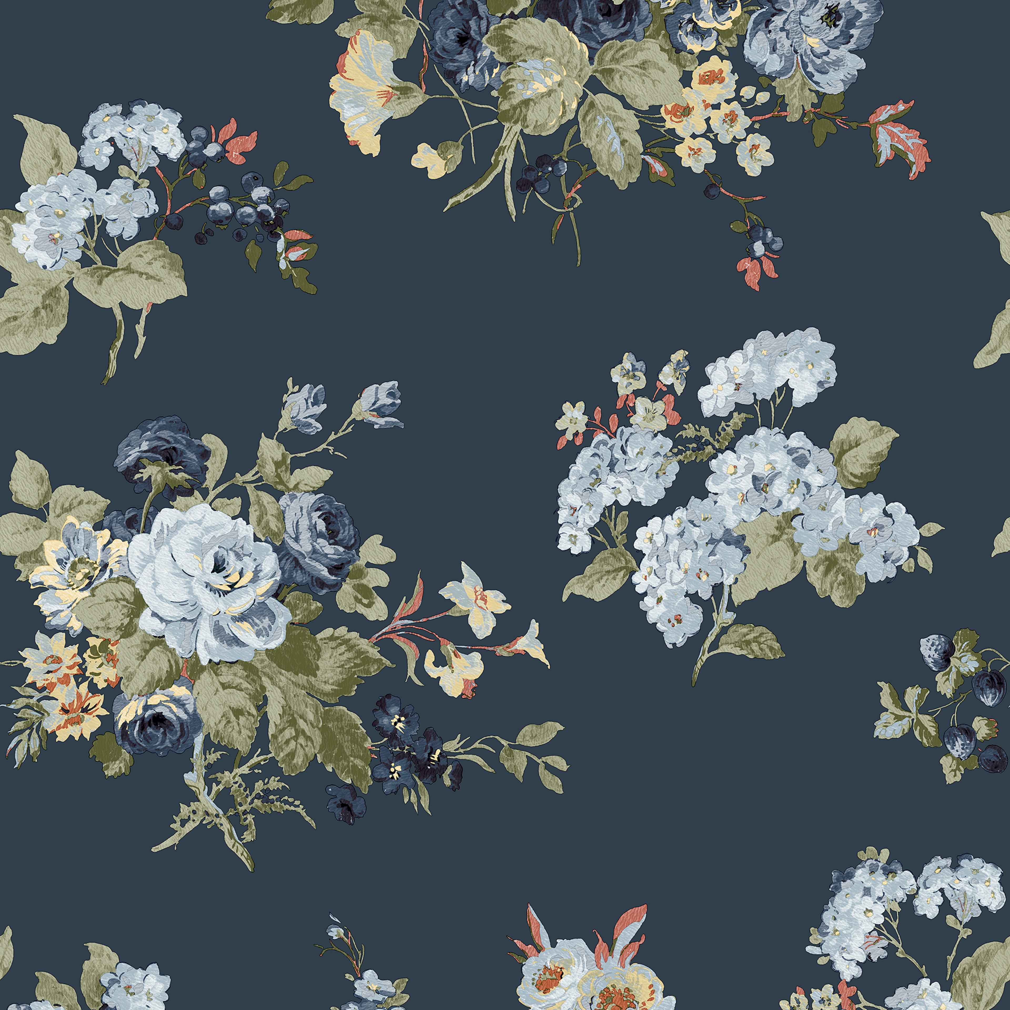 Tapet Laura Ashley Rosemore Midnight Seaspray