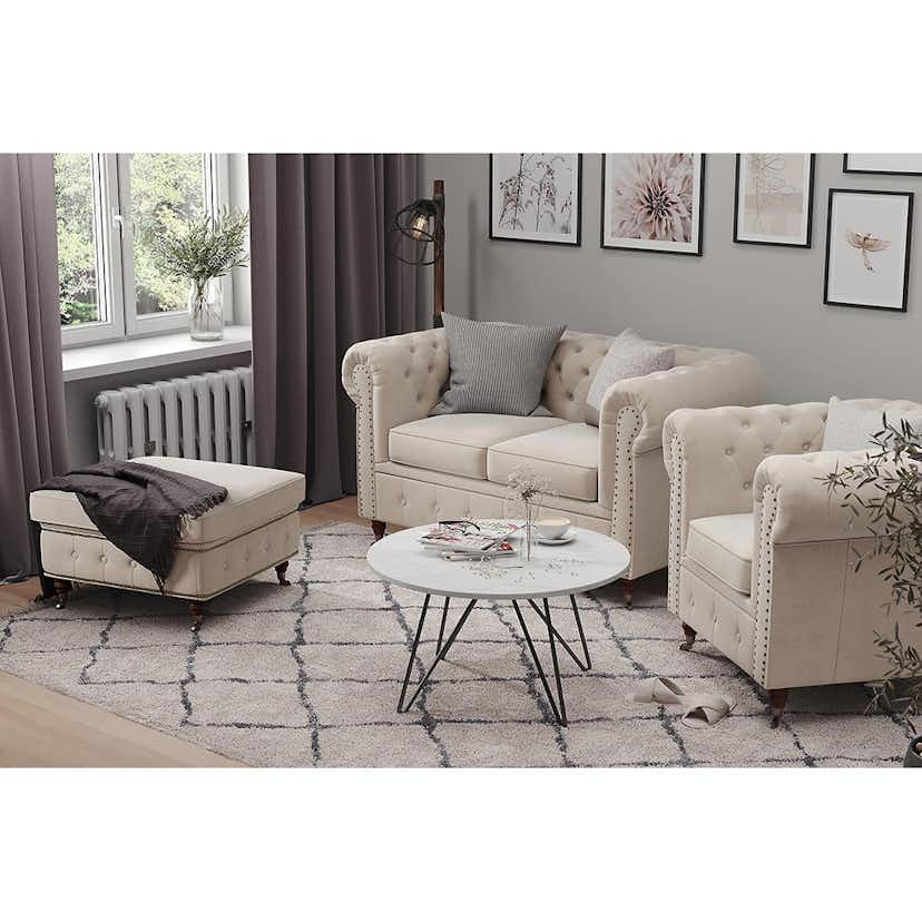 Fotpall Manor House Chesterfield Deluxe Sammet