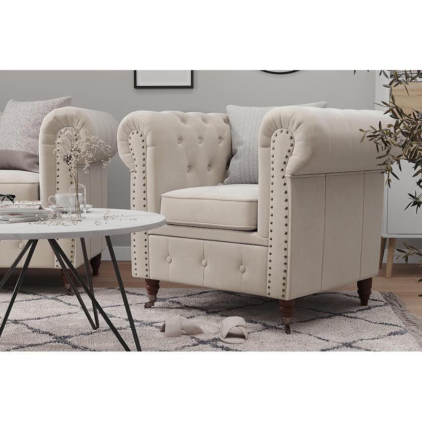 Fotpall Manor House Chesterfield Deluxe Sammet