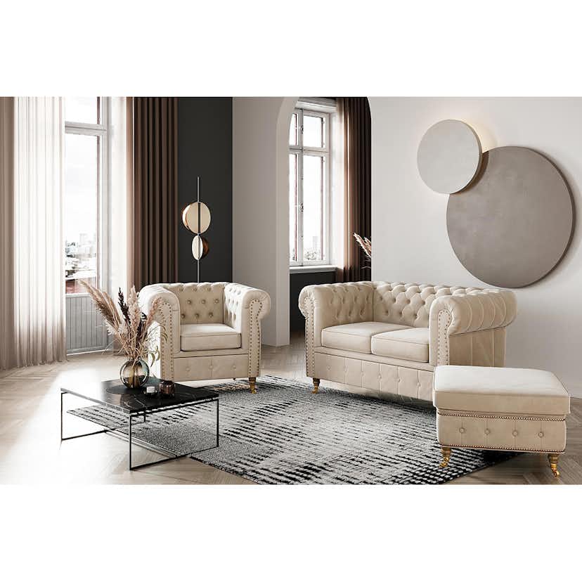 Fotpall Manor House Chesterfield Deluxe Sammet