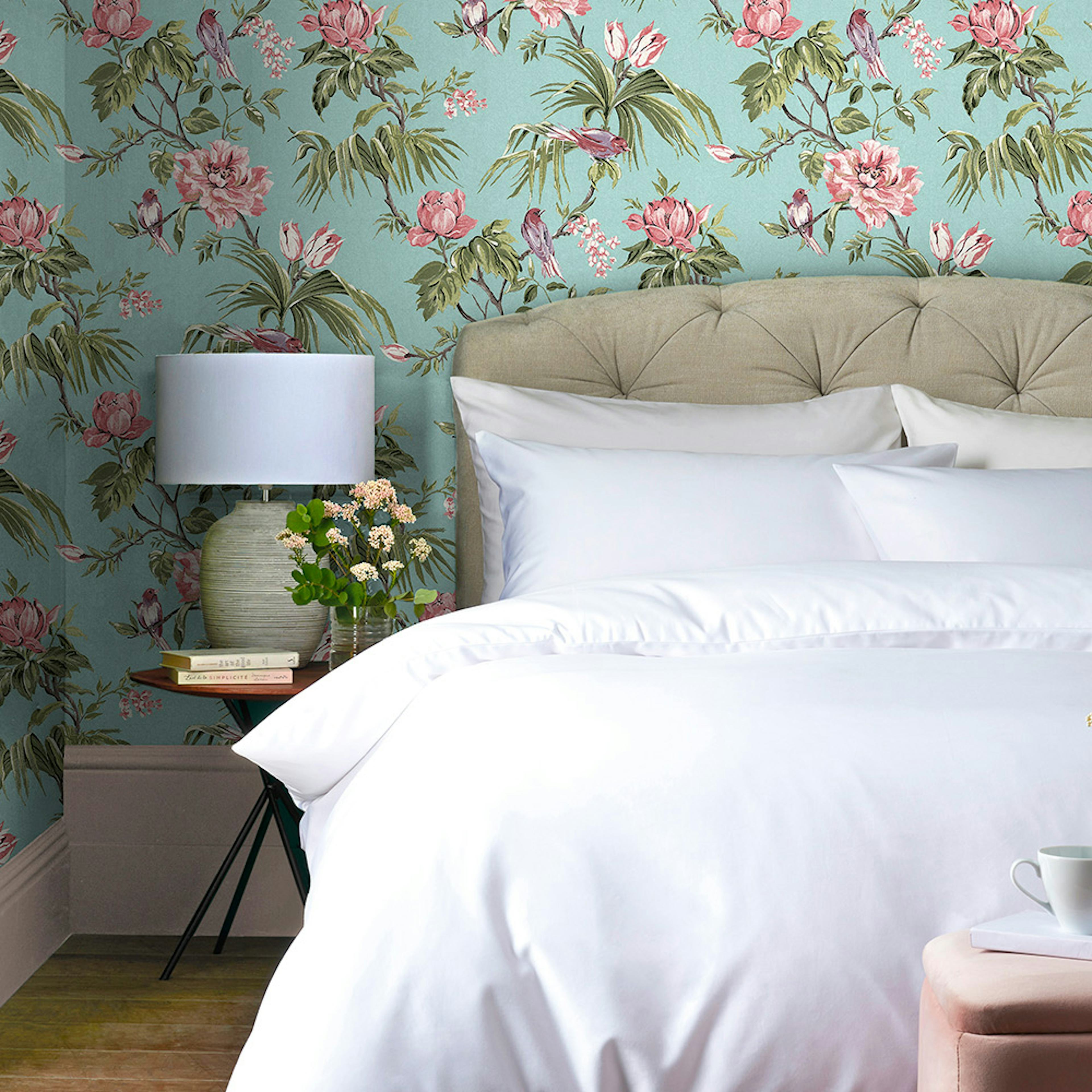 Tapet NEXT Birds & Blooms Duck Egg