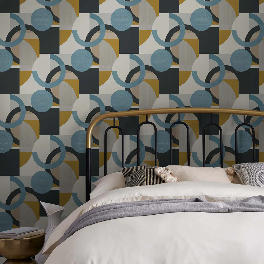 Tapet NEXT Retro Shapes Geo Blues