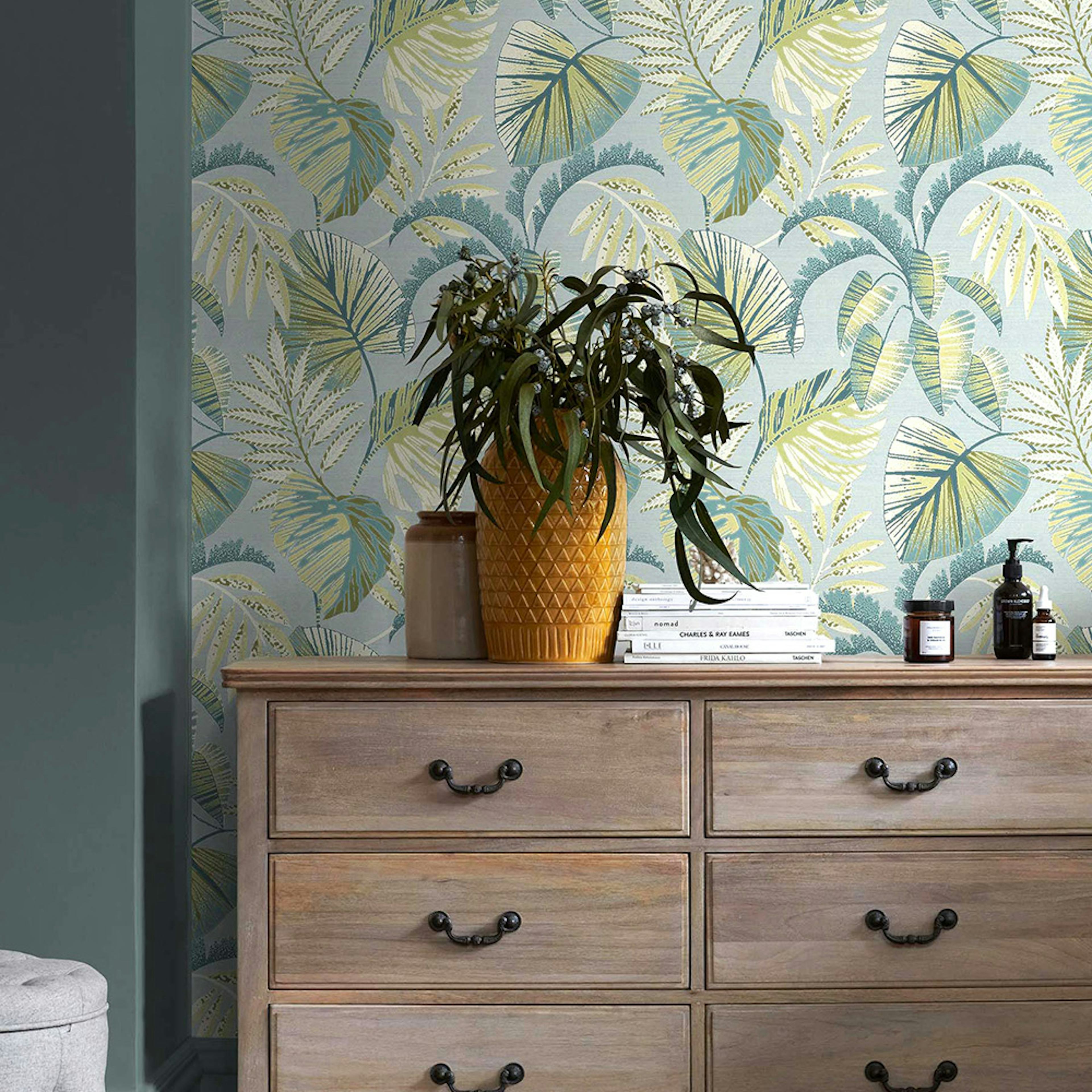 Tapet NEXT Jungle Leaves Duck Egg