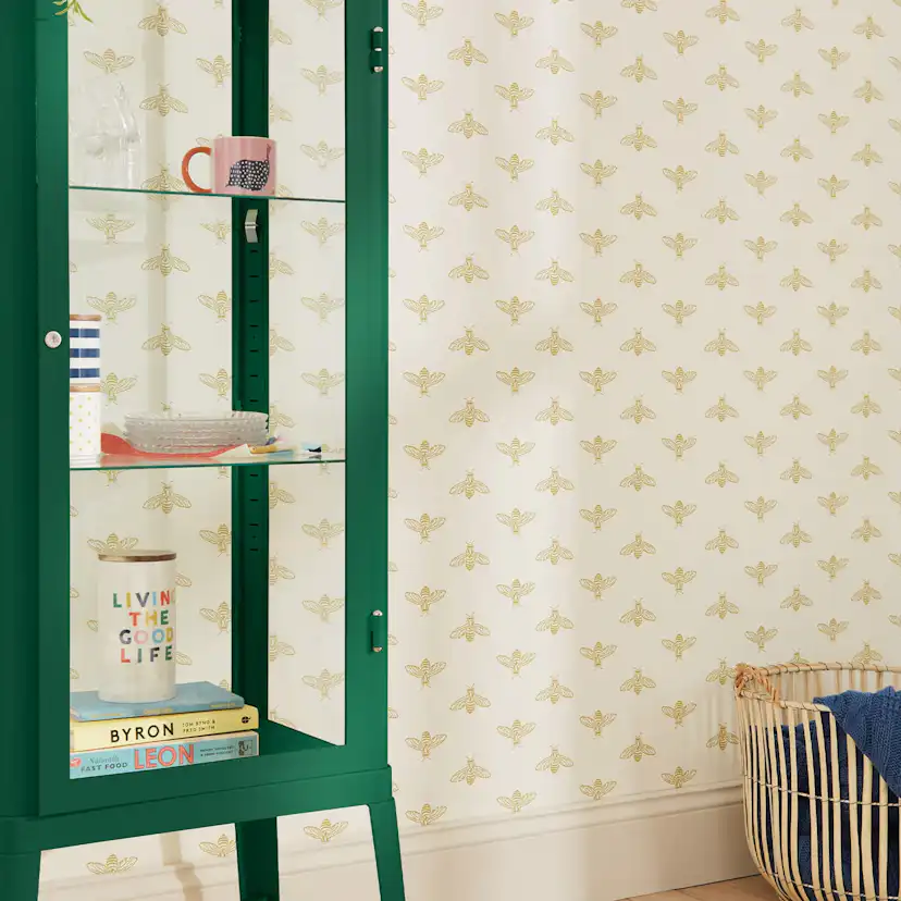 Fototapet Joules Block Print Bee Antique Gold 10mx52 cm