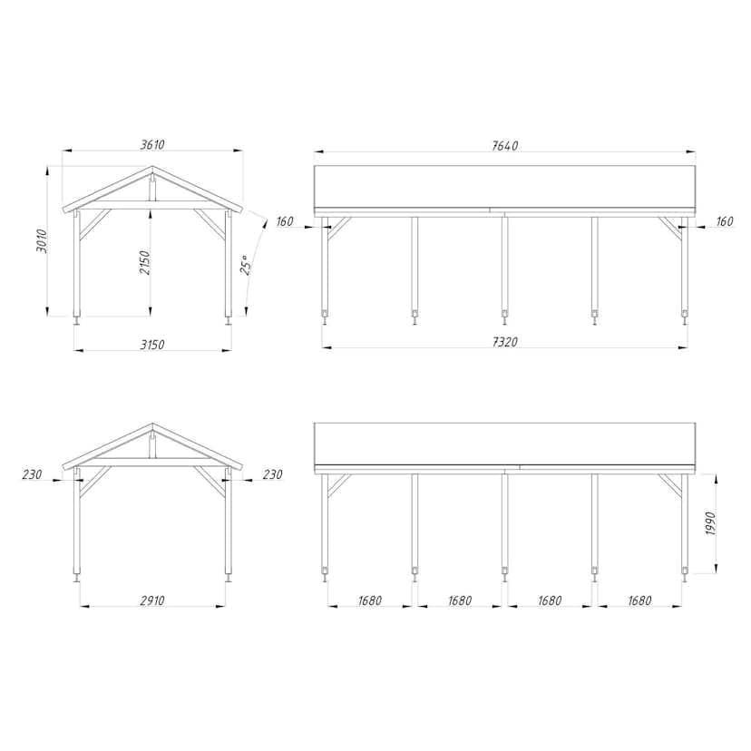 Carport Palmako Robert 23,1 m2