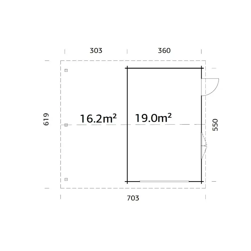 Garage Palmako Roger med Carport 36,5 m2