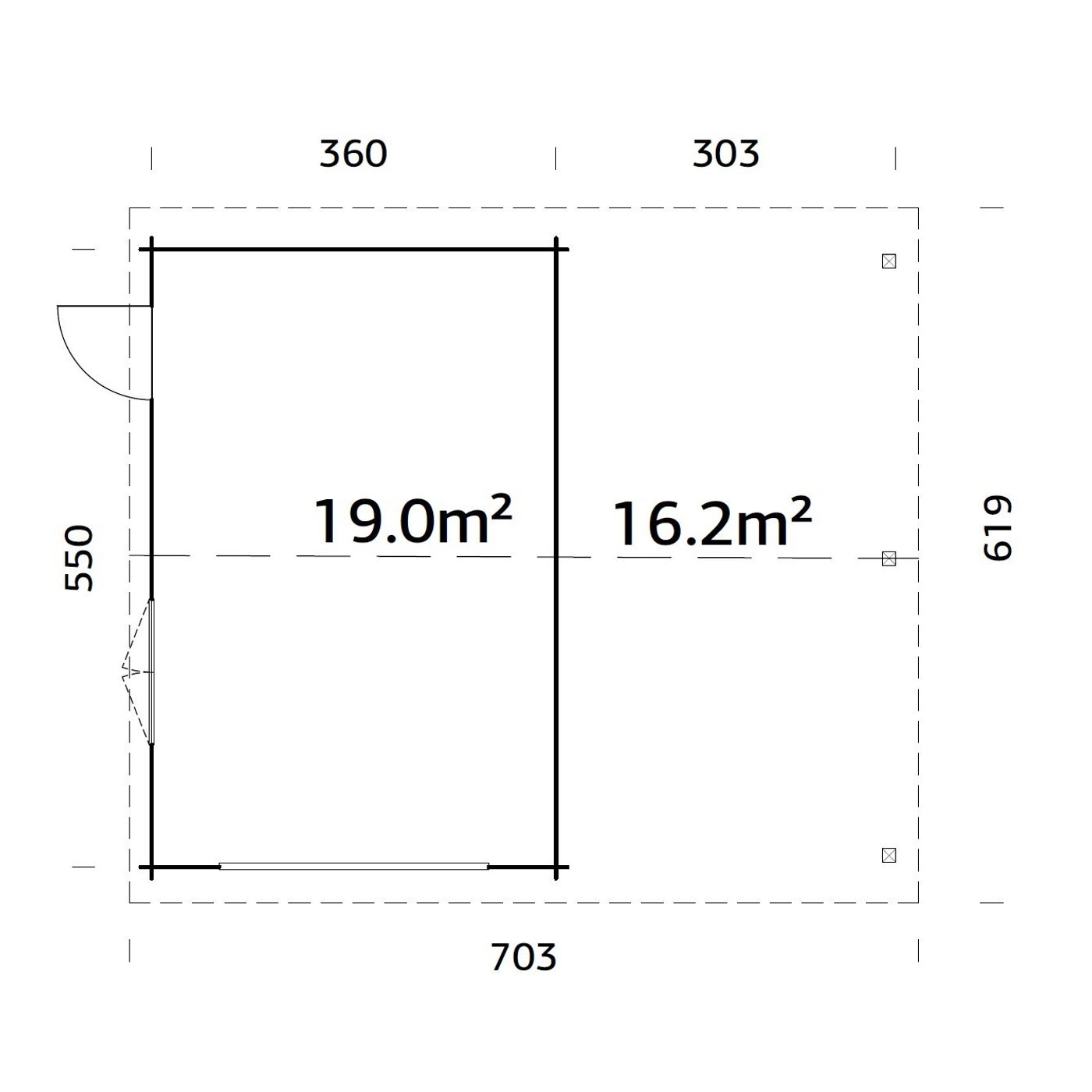Garage Palmako Roger med Carport 36,5 m2