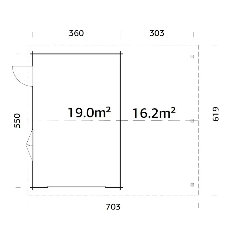 Garage Palmako Roger med Carport 36,5 m2